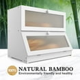 thumbnail image 3 of Bread Box for Kitchen Countertop: 2-Tier Bamboo Large Bread Storage Container,White, 3 of 12