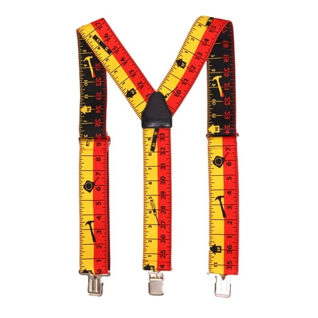 Men's Ruler Print Elastic Suspenders  Heavy Duty Y-Back Work Suspender