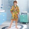 thumbnail image 5 of FORMRS Niños Bathrobe Unisex Hooded Robe Soft Plush Pajamas Sleepwear, Size 4-6T, Retro Autumn Leaves, 5 of 7