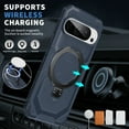 thumbnail image 4 of Heavy Duty Phone Case For Google Pixel 9 / 9 Pro,Built-in Rotatable Magnetic Ring Kickstand,Shockproof Dropproof Tough Rugged Anti-fall Protective Phone Case Cover For Google Pixel 9 / 9 Pro, Darkblue, 4 of 6