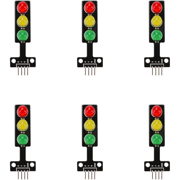 6 PCS Mini Traffic Light LED Display Module, DC 5V 5mm RGB Traffic Signal Light Electronic Module