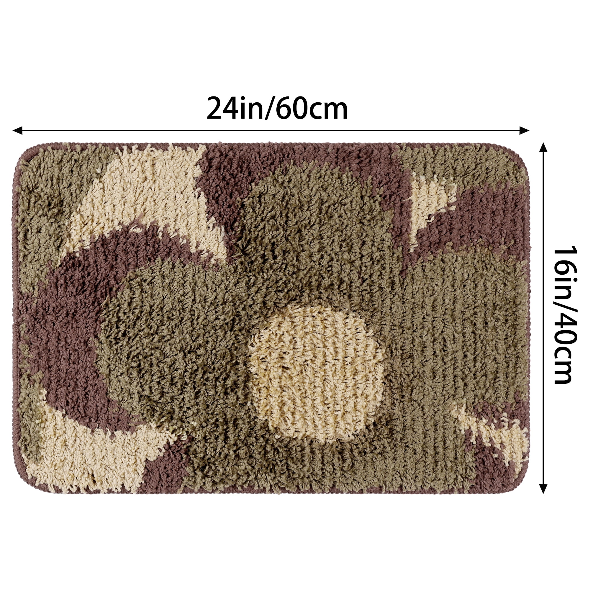 Unique Bargains Floral Bath Mat Checked Washable Bath Carpet for Bathroom Floor Brown-1 16"x24"