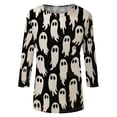 thumbnail image 5 of Womens Halloween Holiday Outfit Shirt,Halloween Scary Pumpkin Ghost Print Shirts Halloween Casual 3/4 Sleeve Crew Neck Tops For Women, 5 of 5