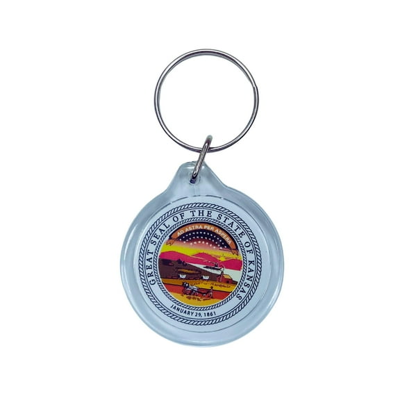 Round Acrylic Keychain - State Seal Kansas - USA | Lightweight Travel Keepsake, Collectible Souvenir, Everyday Key Accessory