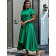 thumbnail image 4 of Women'S Elegant Casual Short Sleeve Work Party A-Line Dress Green XL, 4 of 9