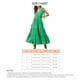 thumbnail image 5 of Vestido con tirantes y cuello en V, cintura delgada, dobladillo grande, tela de punto redondo para verano, Verde XL, 5 of 5