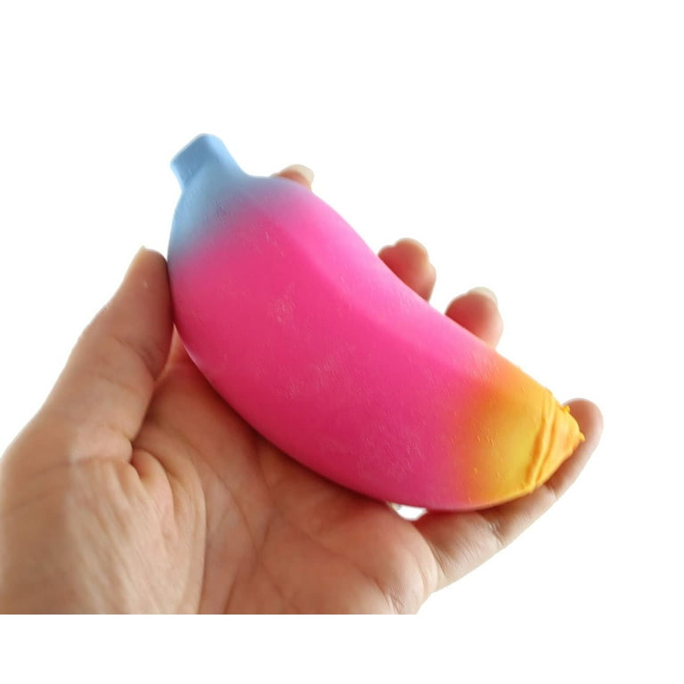 Set of 2 Rainbow Colored Squishy Sand Banana Moldable Sensory Stress Squeeze Fidget Toy ADHD Special Needs Soothing Random Colors