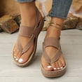 thumbnail image 2 of Rokment Orthopedic Wedges Flip Flops Sandals for Women 2026 Beach Summer Comfortable Leather Arch Support Platform Mid Heels Walking Dress Thongs with Adjustable Back Strap Brown Size 8.5, 2 of 5