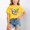 Yellow, variant on Girl's Cute Graphic Shirt Casual Round Neck Short Sleeve Tee Colorful Butterfly Boho Art T-Shirt