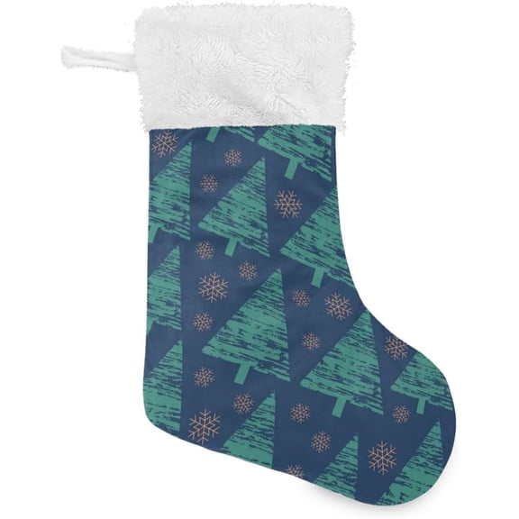 Coolnut 17.7 Inch Christmas Stockings, 1 PCS Winter Christmas Trees Presonalized Large Stocking Sock for Family Holiday Xmas Party Decorations