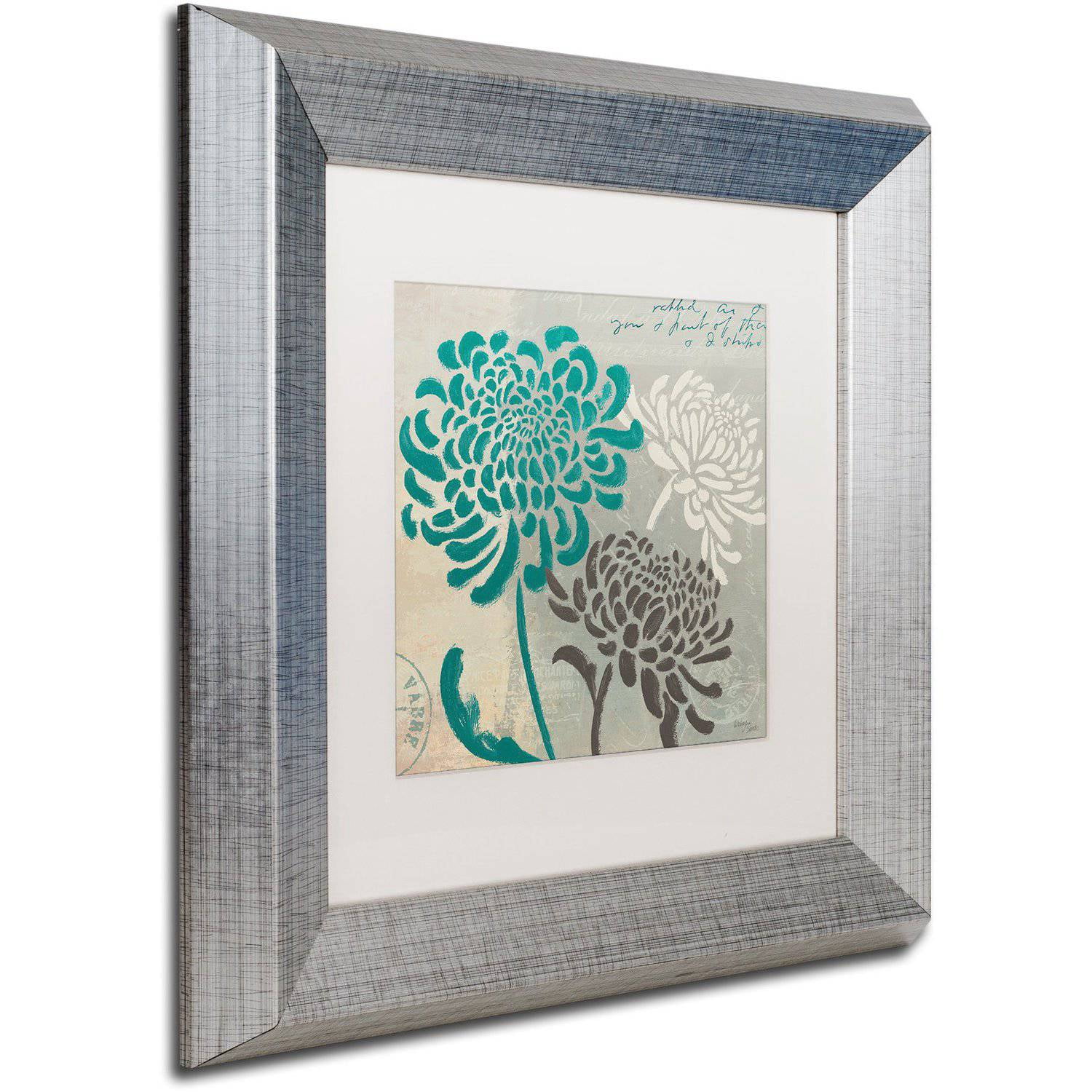 Trademark Fine Art "Chrysanthemums I" Canvas Art by Wellington Studio White Matte, Silver Frame