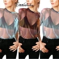 thumbnail image 3 of SAYOO Camiseta de malla sexy femenina, camiseta transparente de manga corta SAYOO moda, 3 of 7