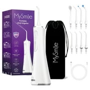 MySmile LP211 Cordless Water Flosser Oral Irrigator Portable Dental Flossing, 8 Jet Tips, White