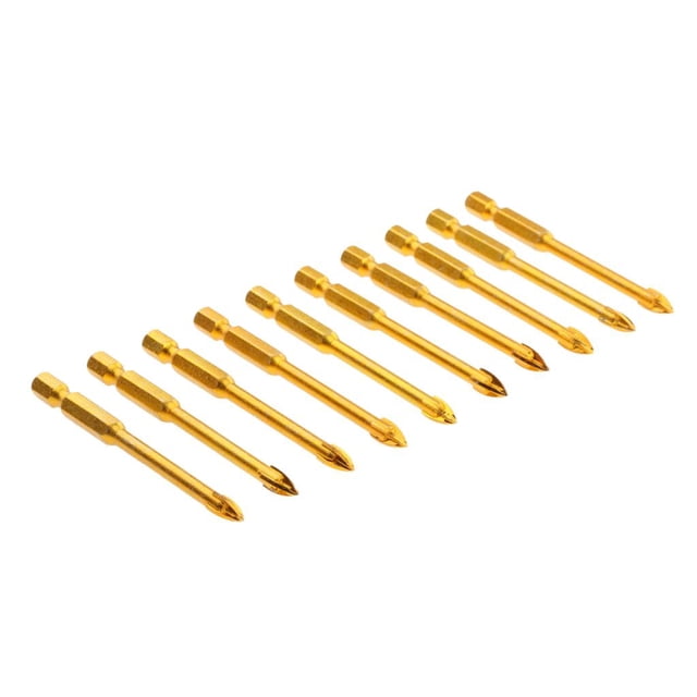 de Brocas Rápidas de para Baldosas de Cerámica con Vástago Hexagonal de 5, 10 Piezas de 3 Mm-12 Mm 10 piezas de 6 mm de cruz shamjiam Vástago hexagonal
