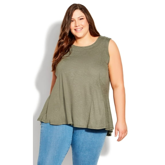 Avenue Women's Plus Size Fit N Flare Tank Sleeveless Round Neckline