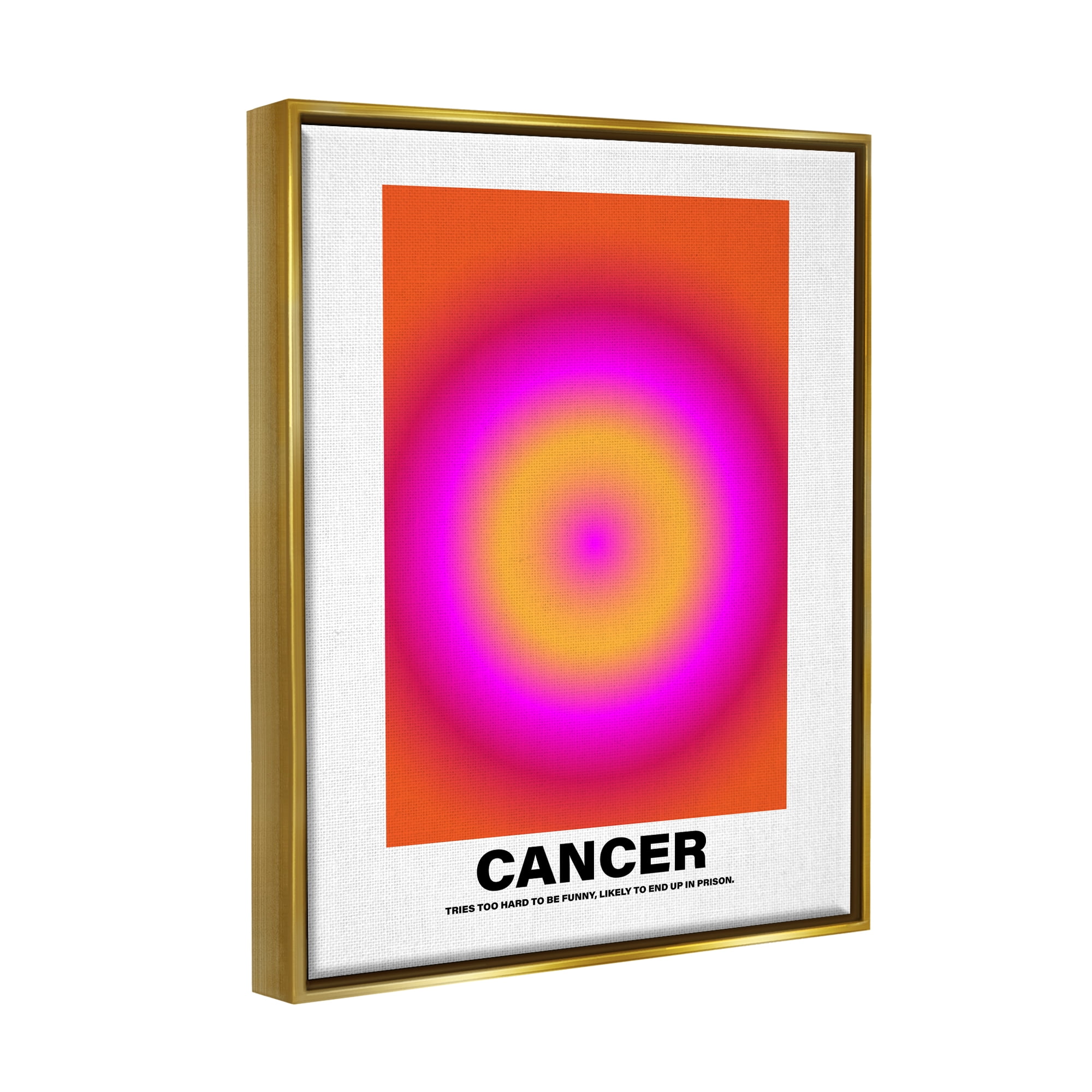 Stupell Industries Funny Cancer Astrology Abstract Painting Gold Floater Framed Canvas Art Print Wall Art, 25 x 31