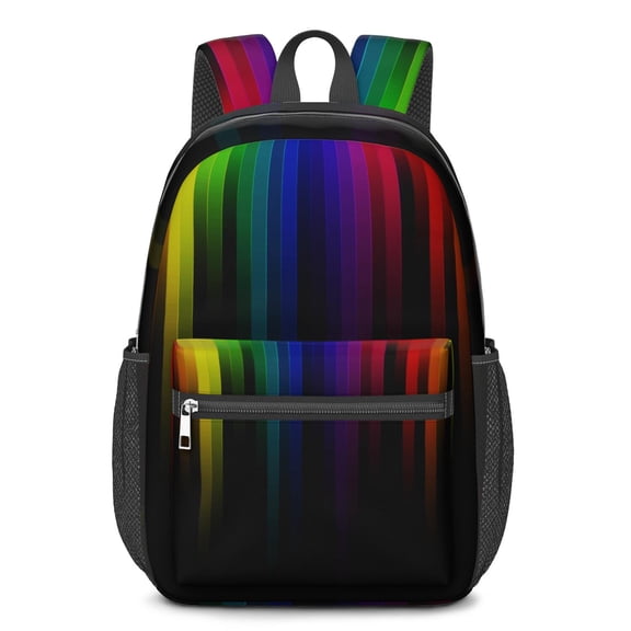 17 Inch Lightweight Backpack,PVC Waterproof Oxford Fabric, Ergonomically Designed, with Large Capacity, Vibrant Rainbow Print
