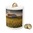 thumbnail image 3 of Country Home Piggy Bank, Old Abandoned Rural House Floral Meadow Idyllic Village Pastoral Landscape, Ceramic Coin Bank Money Box for Cash Saving, 3.6" X 3.2", Multicolor, by Ambesonne, 3 of 4