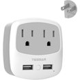 thumbnail image 1 of 3 to 2 Prong USB Outlet Plug, Japan Power Adapter with 2 Wall Charger Extender Cruise Ship Accessories, Travel Multi Plug Adaptor for US to Japanese, Type A Plug Splitter, 1 of 7