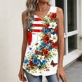 thumbnail image 5 of Iaqnaocc 4th Of July Womens Tank Tops Sleeveless Summer Loose Fit V Neck Pleated Tank Tops Patriotic American Flag Floral Print Festival Tee Tops Multicolor S, 5 of 6