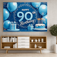 thumbnail image 6 of Blue Theme Happy 90th Birthday Banner Elegant Design for Birthday Celebration Party Decor Indoor Event, 6 of 7