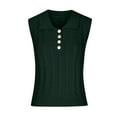 thumbnail image 4 of Lilgiuy Women's Top Sleeveless Sweater Knitting Turndown Collar Tank Top,Green,8(L) Fall Fashion 2022 Spring Winter, 4 of 5