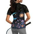 thumbnail image 2 of COEQINE Women V Neck Golf Shirts 1/4 Zip Moisture Wicking Golf Tops Sun Moon Floral and Butterfly Print Lightweight Polo Shirts Quick Dry Fit Soft Active Tennis Shirts, S, 2 of 7