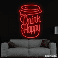 thumbnail image 3 of Craftnamesign Drink Happy Neon Sign, Coffee Shop Decor, Drink Store Signs, 3 of 3