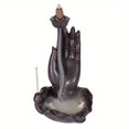 thumbnail image 3 of 1pc Ceramic Buddha Hand Backflow Incense Burner, Lotus Fish Home Decor (Without Incense), 3 of 6