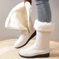 thumbnail image 2 of XUNKUSGA Mid Calf Boots for Women Classic Faux Suede Warm Fleece Lined Winter Snow Boots with Fuzzy Trim Cozy Casual Side Zipper Outdoor Cold Weather Womens Boots Beige 5.5, 2 of 9