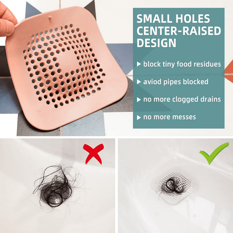 5 Pack Hair Drain Catcher, Silicone Shower Drain Cover Silicone Hair Catchers for Shower Raised Round Drain Cover with Suction Cup Bathtub Drain Cover
