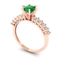 thumbnail image 2 of Clara Pucci 14K Rose Gold Solid Gold Emerald Solitaire with Accents Anniversary Ring for Women - 1.05 cttw Round Cut, 2 of 8