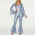 thumbnail image 2 of KHONTS Women's Hippie Foil Sequin Dress for Stage Performance Disco Outfits Light Blue XL, 2 of 6