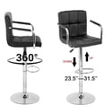 thumbnail image 5 of Set of 2 PU Leather Bar Stools Armrest Counter Stools Swivel Square Counter Height Barstools with Armrest Adjustable Hydraulic Bar Chairs with Upholstered Back & Seat, Black, 5 of 7