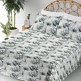 thumbnail image 3 of Ambesonne Floral Fitted & Flat Sheet with Shams 4 Pcs Set, Summer Flowering Exotics Art, Calking, Laurel Green and Pale Grey, 3 of 5