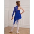 thumbnail image 5 of Aiihoo Kids Girls Ballet Lyrical Dance Dress Modern Contemporary One Shoulder Long Sleeve Maxi Dress Royal Blue 6, 5 of 7
