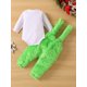 thumbnail image 2 of Conjunto unisex de bebé que robó la Navidad, mono de manga larga con estampado de letras y pantalones con tirantes, ropa navideña para las fiestas., 2 of 6