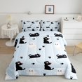 thumbnail image 2 of Feelyou Funny Black Cat Bedding Comforter Set for Teens, Kawaii Kitten Animal Twin Comforter Sets, Cartoon Cute Ghost Reversible Bedding Set, Super Cozy Room Decor, 2pcs, 2 of 8
