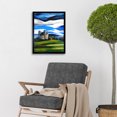 thumbnail image 2 of Modern Oil Paint Doune Scottish Castle Saltire Sky Art Print Framed Poster Wall Decor 12x16 inch, 2 of 5