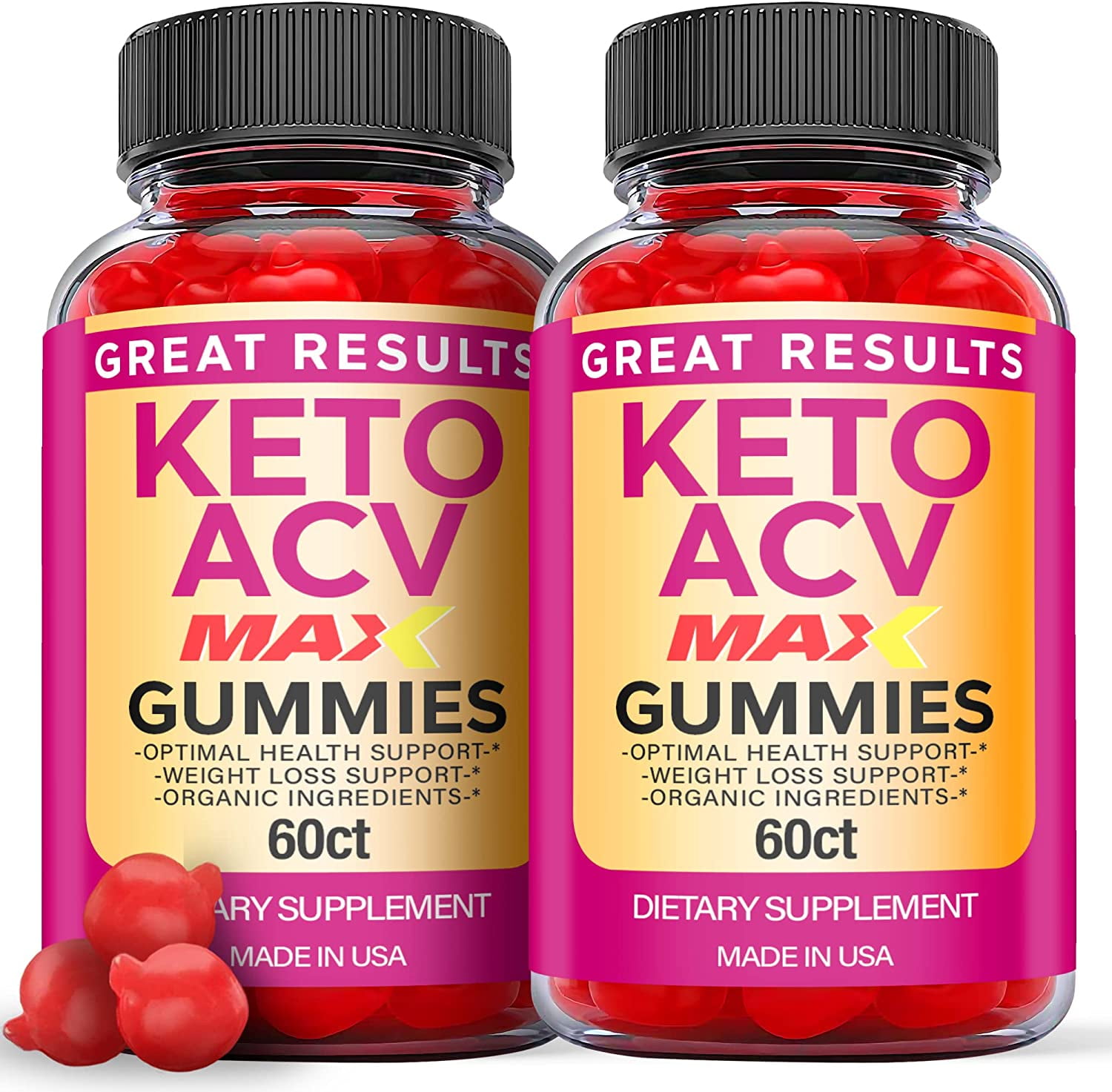 (2 Pack) Great Results Max Keto ACV Gummies Supplement for Weight