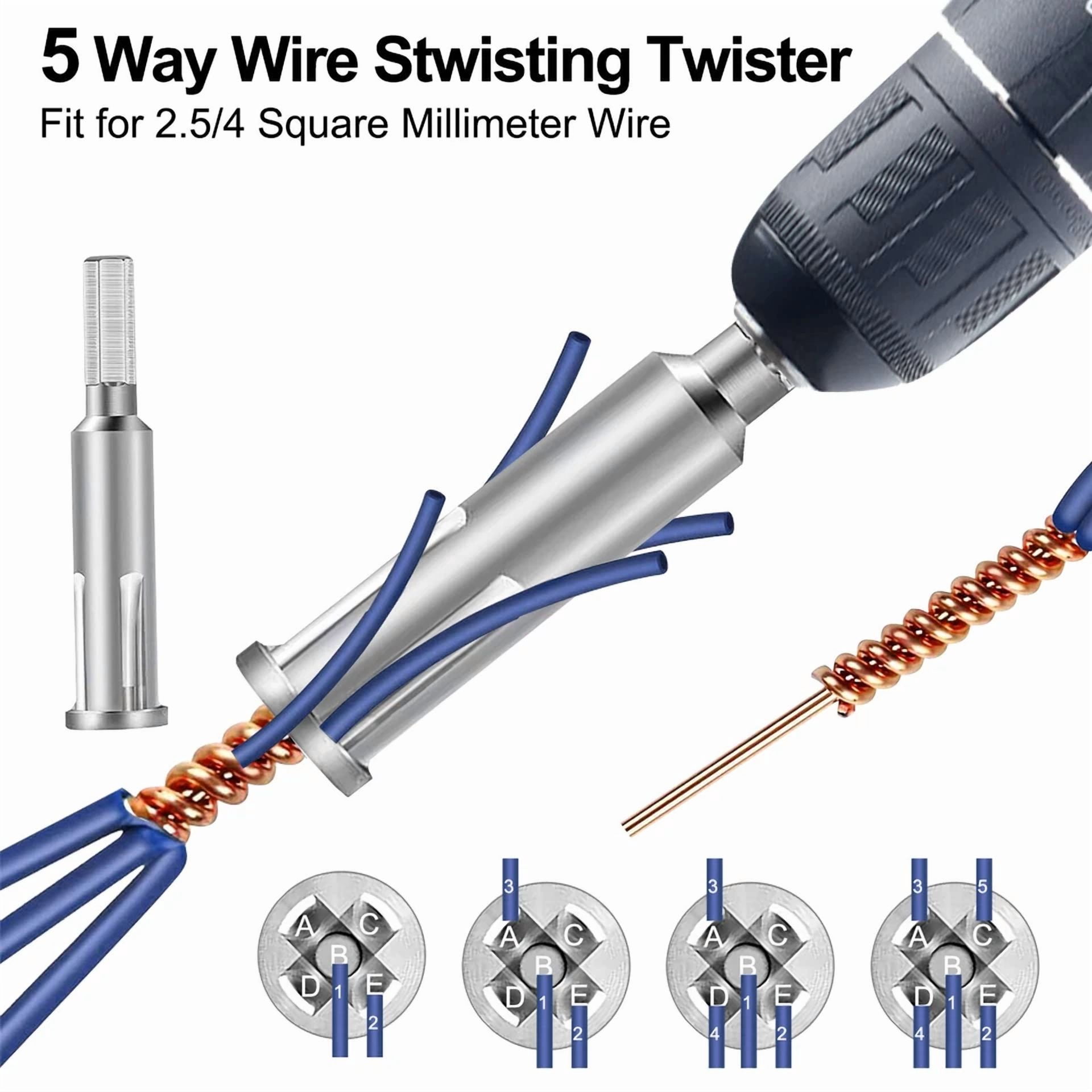CRESTIN- 3X Wire Stripping Twisting Tool Electrical Drill Wire Stripper Cable Nut Twister