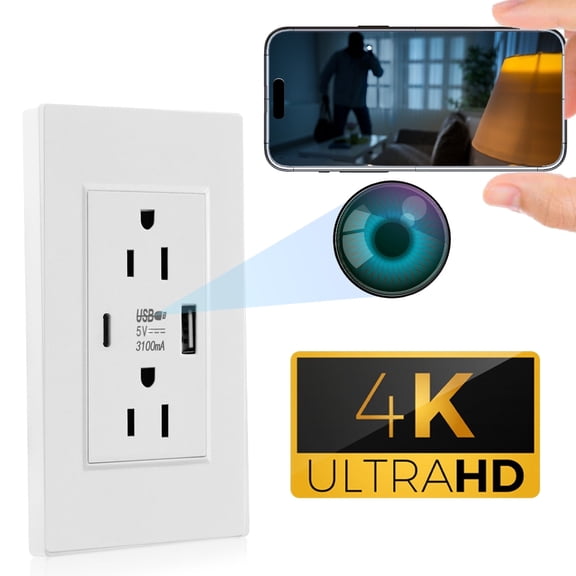 Yaoinaoou WIFI Mini Camera 1080P HD AC Wall Socket Home Security Cam Video Recorder with Motion Detection,Cloud Storage,2 Plug Outlets &2 USB Ports,Indoor Surveillance Camera for Home,Office,and More