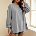thumbnail image 2 of Hurxie Women's Casual Oversized Fleece Pullover Sweatshirts Hoodies Crew Neck Fall Winter Outfits Gray,XL, 2 of 7