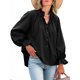thumbnail image 1 of Blusa Tankaneo para mujer, manga larga, con botones, color negro, 1 of 8