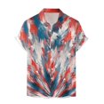 thumbnail image 1 of Camisa Hombre Camisa de manga corta con solapa y hebilla de bolsillo con impresión digital 3D para hombre (Red, L), 1 of 2