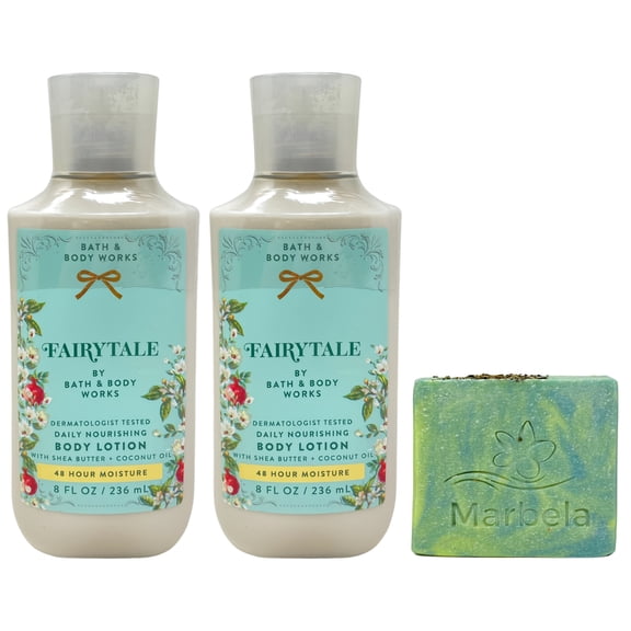 Bath & Body Works Fairytale 2 Daily Nourishing Body Lotions with a Fresh Forest Bar Soap