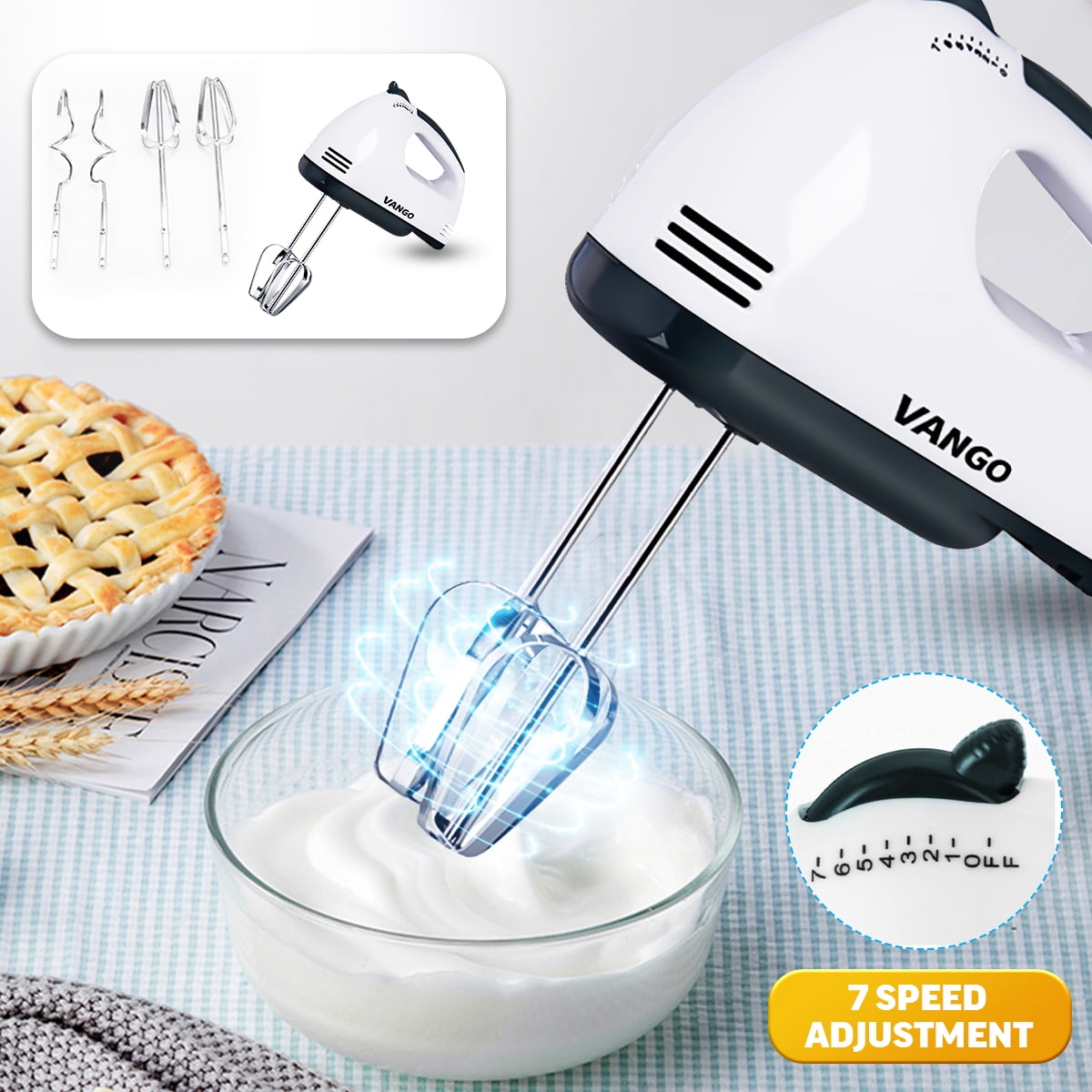 7Speed 110V Electric Hand Mixer with 4 Tools Cream Mixer Egg Beater
