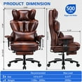 thumbnail image 6 of JONPONY Big and Tall Office Chair with Footrest, Executive Office Chair with Adjustable Lumbar Support, Dual Rubber Wheels, Ergonomic High Back Computer Chairs, Brown, 6 of 10
