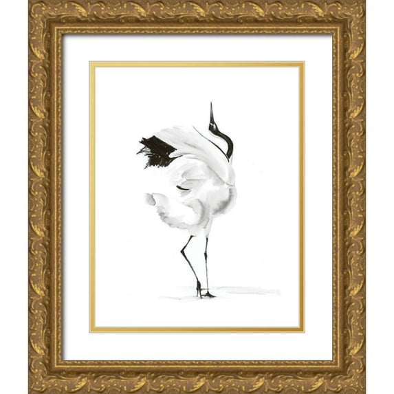 Shefranov, Olga 15x18 Gold Ornate Wood Framed with Double Matting Museum Art Print Titled - Dancing Bird I
