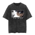 thumbnail image 2 of YOUSHENGER BLUE Cotton T-Shirt For Men Women Washed Vintage Tees Fashion Anime LOCK Crew Neck Tshirts, 2 of 6